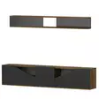 Moderni TV-taso, Pähkinä-Musta, 100% Melamiinipinnoitettu, 180x40x31 cm, Useita Hyllyjä, Seinään Kiinnitettävä - TV-tasot - 8681181979983 - 1