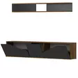 Moderni TV-taso, Pähkinä-Musta, 100% Melamiinipinnoitettu, 180x40x31 cm, Useita Hyllyjä, Seinään Kiinnitettävä - TV-tasot - 8681181979983 - 4