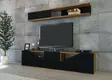 Moderni TV-taso, Pähkinä-Musta, 100% Melamiinipinnoitettu, 180x40x31 cm, Useita Hyllyjä, Seinään Kiinnitettävä - TV-tasot - 8681181979983 - 2