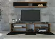 Moderni TV-taso, Pähkinä-Musta, 100% Melamiinipinnoitettu, 180x40x31 cm, Useita Hyllyjä, Seinään Kiinnitettävä - TV-tasot - 8681181979983 - 3