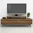 Moderni TV-taso, Pähkinä, 100% Melamiinipinnoitettu, 140x48,8x41,8 cm, Useita Hyllyjä, Seinään Kiinnitettävä, 2 Pakkausta - TV-tasot - 8681875184433 - 4