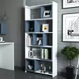 Moderni Valkoinen Sininen Kirjahylly - 100% Melamiinipinnoitettu Lastulevy, 18 mm, 80x170x22 cm, Useita Hyllyjä - Kirjahyllyt - 8681875207743 - 2