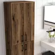 Monikäyttöinen Kaappi, Pähkinä, 100% Melamiinipinnoitettu, 18 mm, Metalli Jalusta ja Kahva, 60x200x35 cm, Seinään Kiinnitettävä - Kaapit ja lipastot - 8683342170123 - 5