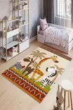 Monivärinen 100% Polyesteri Matto 140x220 cm - Antibakteerinen, Ekologinen, Konepestävä, Liukumaton Alusta - Suuret ja keskikokoiset matot - 8683342891493 - 2
