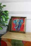 Monivärinen Koristeellinen Kehystetty Maalaus 26x26 cm - 100% Kivi, 100% Puinen Kehys, UV-Painatus, Seinäkoriste - Taulut ja kehykset - 8684283589043 - 2
