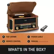 Puinen retro-levysoitin, jossa on Bluetooth® AM/FM-radio USB-koodaus CD-soitin, kasettisoitin ja sisäänrakennetut kaiuttimet. - Levysoittimet ja neulat - 8711902082903 - 75
