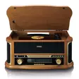 Puinen retro-levysoitin, jossa on Bluetooth® AM/FM-radio USB-koodaus CD-soitin, kasettisoitin ja sisäänrakennetut kaiuttimet. - Levysoittimet ja neulat - 8711902082903 - 2
