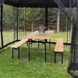 Puutarhapöytä ja kaksi penkkiä paviljongissa - Pihakalusteryhmät - 6438168095653 - 2