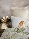 Satiini kaksinkertainen pussilakanasetti, beige valkoinen vihreä, 200 x 220 cm, pehmeä, kestävä, helppohoitoinen - Lakanat ja tyynyliinat - 8683742575153 - 3