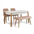 Skandinaavinen Ruokailuryhmä 4-osainen: Atlantic Pine Valkoinen Kiviväri, 100% Melamiinipinnoitettu, Pöytä 120x77x75 cm - Ruokailuryhmät - 8683342722483 - 1