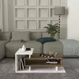 Skandinaavinen Valkoinen Pähkinä sohvapöytä - 90x50x35 cm - Monikäyttöinen Säilytystilalla - 18 mm Melamiinipinnoite - Sohvat - 8681181613603 - 5