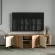 TV-taso 180 cm Travertiini Pähkinä - Moderni ja Tyylikäs Säilytysratkaisu, 100% Melamiinipinnoitettu Lastulevy - TV-tasot - 8684283678853 - 5