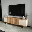TV-taso 180 cm Travertiini Pähkinä - Moderni ja Tyylikäs Säilytysratkaisu, 100% Melamiinipinnoitettu Lastulevy - TV-tasot - 8684283678853 - 3