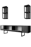 TV-taso, antrasiitti musta, 180 cm leveä, kestävä, tilava - TV-tasot - 8683742126133 - 8