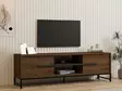 TV-taso, Pähkinä, 100% Melamiinipinnoitettu Lastulevy, 160x50x40 cm, Useita Hyllyjä, Kiinnitettävä Seinään, Lisäsäilytystila - TV-tasot - 8683743451463 - 2