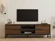 TV-taso, Pähkinä, 100% Melamiinipinnoitettu Lastulevy, 160x50x40 cm, Useita Hyllyjä, Kiinnitettävä Seinään, Lisäsäilytystila - TV-tasot - 8683743451463 - 3