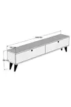 TV-taso Travertiini 160 cm - 100% Melamiinipinnoitettu Lastulevy, Useita Hyllyjä, Lisäsäilytystilaa, Muovijalat - TV-tasot - 8684283021413 - 6