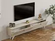 TV-taso Travertiini 160 cm - 100% Melamiinipinnoitettu Lastulevy, Useita Hyllyjä, Lisäsäilytystilaa, Muovijalat - TV-tasot - 8684283021413 - 4