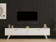 TV-taso, valkoinen, 100% melamiinipinnoitettu lastulevy, 18mm, 160x40x25cm, useita hyllyjä, lisäsäilytystilaa - TV-tasot - 8681875449563 - 4