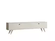 TV-taso, valkoinen, 100% melamiinipinnoitettu lastulevy, 18mm, 160x40x25cm, useita hyllyjä, lisäsäilytystilaa - TV-tasot - 8681875449563 - 1