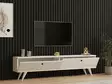 TV-taso, valkoinen, 100% melamiinipinnoitettu lastulevy, 18mm, 160x40x25cm, useita hyllyjä, lisäsäilytystilaa - TV-tasot - 8681875449563 - 3
