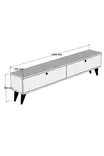 TV-taso, valkoinen, 100% melamiinipinnoitettu lastulevy, 18mm, 160x40x25cm, useita hyllyjä, lisäsäilytystilaa - TV-tasot - 8681875449563 - 7