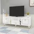 TV-taso, Valkoinen Kulta, 100% Melamiinipinnoitettu Lastulevy, 18mm, 150x55x35cm, Rautajalat, Yksi Paketti - TV-tasot - 8683743827503 - 3