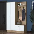 Tyylikäs ja Kestävä Eteisen Hall Stand - Skandinaavinen Muotoilu, Runsaasti Säilytystilaa, Pähkinä Valkoinen, 119,6x182,8x37,5 cm - Eteiskaapit - 8683743323593 - 3