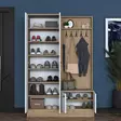 Tyylikäs ja Kestävä Eteisen Hall Stand - Skandinaavinen Muotoilu, Runsaasti Säilytystilaa, Pähkinä Valkoinen, 119,6x182,8x37,5 cm - Eteiskaapit - 8683743323593 - 5