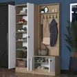 Tyylikäs ja Kestävä Eteisen Hall Stand - Skandinaavinen Muotoilu, Runsaasti Säilytystilaa, Pähkinä Valkoinen, 119,6x182,8x37,5 cm - Eteiskaapit - 8683743323593 - 6