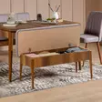 Tyylikäs ja Monikäyttöinen Penkki: 100% Samettia, Pähkinä Soho, Säilytystila 95x12x27 cm, Sarviapilajalat, 18 mm Paksuus - Penkit - 8681875791303 - 3