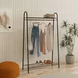 Tyylikäs musta metallinen vaateripustin - Leveys 144,5 cm, Korkeus 89 cm, Syvyys 32,5 cm - Helppo koota - Naulakot - 8684282608363 - 2