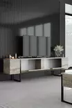 Tyylikäs Olohuoneen Kalustesetti - Travertine Musta - 100% Melamiinipinnoitettu - TV-taso, sohvapöytä, Lipasto - Huonekalut - 8684282970453 - 4