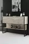 Tyylikäs Olohuoneen Kalustesetti - Travertine Musta - 100% Melamiinipinnoitettu - TV-taso, sohvapöytä, Lipasto - Huonekalut - 8684282970453 - 5