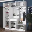 Valkoinen Hall Stand - Tyylikäs ja Toimiva Säilytysratkaisu - 179,6x226,4x37,5 cm - 100% Melamiinipinnoitettu E1 Laatu - Eteiskaapit - 8683743764563 - 6