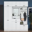 Valkoinen Hall Stand - Tyylikäs ja Toimiva Säilytysratkaisu - 179,6x226,4x37,5 cm - 100% Melamiinipinnoitettu E1 Laatu - Eteiskaapit - 8683743764563 - 4