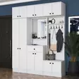 Valkoinen Hall Stand - Tyylikäs ja Toimiva Säilytysratkaisu - 179,6x226,4x37,5 cm - 100% Melamiinipinnoitettu E1 Laatu - Eteiskaapit - 8683743764563 - 2