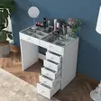 Valkoinen Meikkipöytä - 100% Melamiinipinnoitettu Lastulevy, 18 mm, 90x79,8x44,5 cm, 2 Pakettia, Tyylikäs ja Kestävä - Meikkipöydät - 8683742031673 - 5