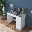 Valkoinen Meikkipöytä - 100% Melamiinipinnoitettu Lastulevy, 18 mm, 90x79,8x44,5 cm, 2 Pakettia, Tyylikäs ja Kestävä - Meikkipöydät - 8683742031673 - 2