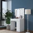 Valkoinen Meikkipöytä 90x153,4x44,5 cm - 100% Melamiinipinnoitettu E1 Laatu - 11 Polttimoa Mukana - 4 Pakettia - Meikkipöydät - 8684282480723 - 4