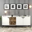 Valkoinen Teollinen Konsoli - 100% Melamiinipinnoitettu Lastulevy, 180x78x35 cm, Metallijalat ja -kahva, 3 Pakettia - Lipastot ja senkit - 8683342719223 - 2