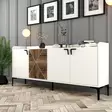 Valkoinen Teollinen Konsoli - 100% Melamiinipinnoitettu Lastulevy, 180x78x35 cm, Metallijalat ja -kahva, 3 Pakettia - Lipastot ja senkit - 8683342719223 - 3