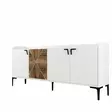 Valkoinen Teollinen Konsoli - 100% Melamiinipinnoitettu Lastulevy, 180x78x35 cm, Metallijalat ja -kahva, 3 Pakettia - Lipastot ja senkit - 8683342719223 - 1