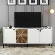 Valkoinen Teollinen Konsoli - 100% Melamiinipinnoitettu Lastulevy, 180x78x35 cm, Metallijalat ja -kahva, 3 Pakettia - Lipastot ja senkit - 8683342719223 - 6