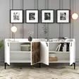 Valkoinen Teollinen Konsoli - 100% Melamiinipinnoitettu Lastulevy, 180x78x35 cm, Metallijalat ja -kahva, 3 Pakettia - Lipastot ja senkit - 8683342719223 - 4