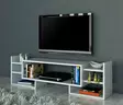 Valkoinen TV-taso - Moderni ja Tyylikäs - 100% Melamiinipinnoitettu - 115x38,2x29,6 cm - Useita Hyllyjä - Seinään Kiinnitettävä - TV-tasot - 8681181627433 - 2