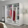 Valkoinen Vaatekaappi 180x190x52 cm - 100% Melamiinipinnoitettu Lastulevy, Useita Hyllyjä, 18 mm Paksuus - Vaatekaapit - 8683742562153 - 7