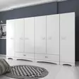 Valkoinen Vaatekaappi 243x181x47,6 cm - 100% Melamiinipinnoitettu E1 Laatu Lastulevy, Useita Hyllyjä, Kiinnitettävä Seinäkiinnitys - Vaatekaapit - 8683743764693 - 3