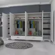 Valkoinen Vaatekaappi 243x181x47,6 cm - 100% Melamiinipinnoitettu E1 Laatu Lastulevy, Useita Hyllyjä, Kiinnitettävä Seinäkiinnitys - Vaatekaapit - 8683743764693 - 5