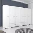 Valkoinen Vaatekaappi 243x181x47,6 cm - 100% Melamiinipinnoitettu E1 Laatu Lastulevy, Useita Hyllyjä, Kiinnitettävä Seinäkiinnitys - Vaatekaapit - 8683743764693 - 4